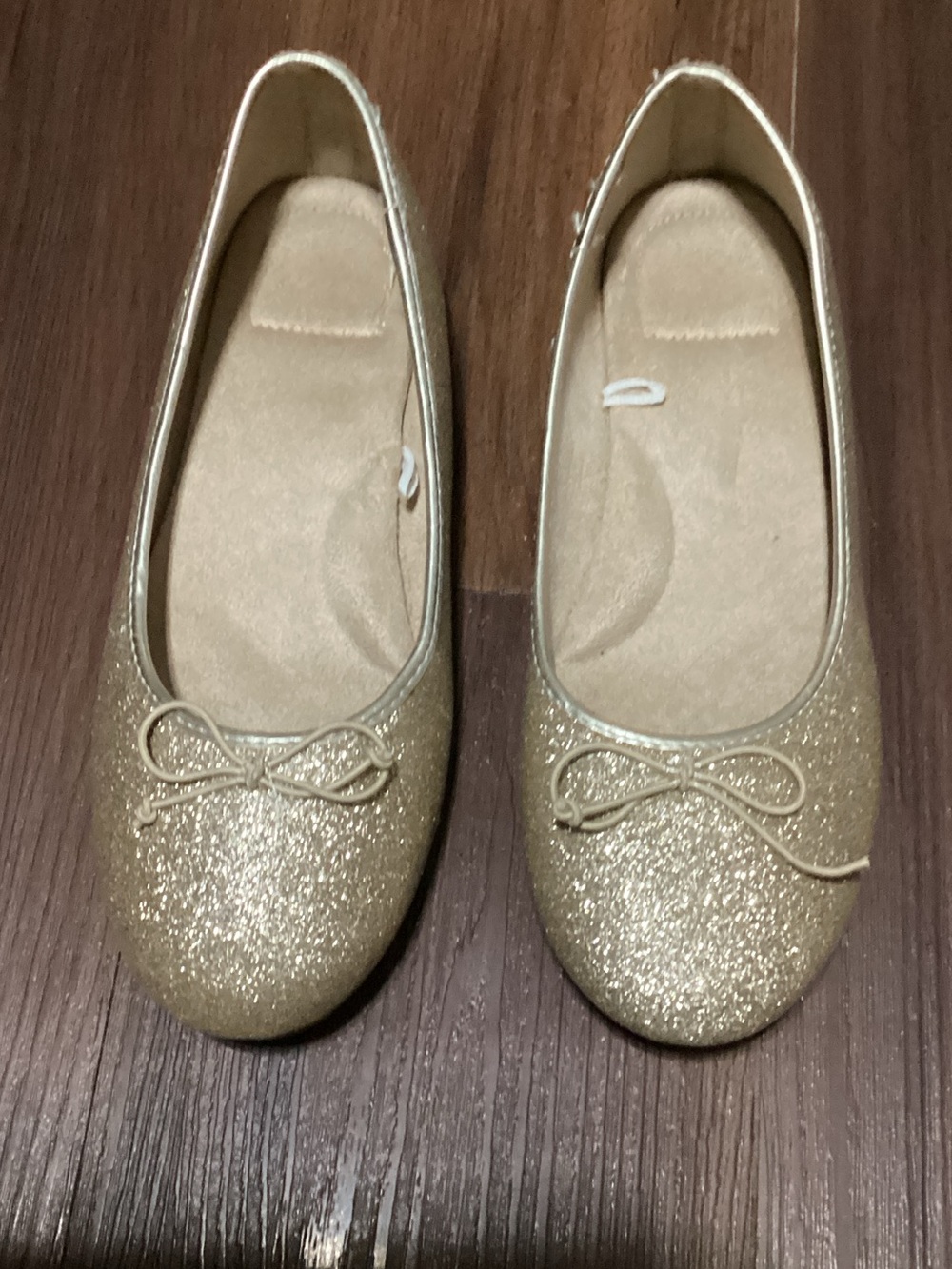 Dream Pairs Girls Gold Glitter Ballet Flats with Bow Sz 4